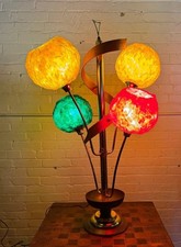 Classic Mid Century Spaghetti Shades spun lucite / walnut table lamp picture