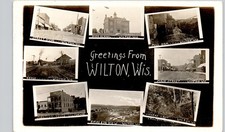 GREETINGS FROM... wilton wi c1910 postcard wisconsin real photo rppc multiview picture