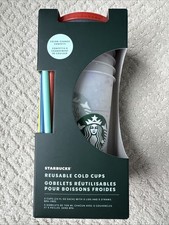 NEW Starbucks Color Changing Reusable Cold Confetti Cups- 5 Pk 2021 Summer Rare picture