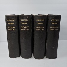 Vintage Jeppesen Airway Manual 7 Ring Leather Flight Binder Lot 4 Enroute Plotte picture