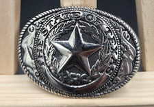 State of Texas silver toned western belt Buckle with carved detail. picture