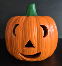 VINTAGE 1970s HALLOWEEN Earthenware PUMPKIN JACK O' LANTERN Ceramic  picture