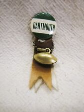 Vtg Celluloid DARTMOUTH Pinback Pin~Ribbons~Metal Football on Chain picture