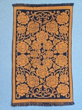 Vtg 70s Fieldcrest Coordinated Fashions Bath Towel MCM Navy & Orange Gold 25x42 picture