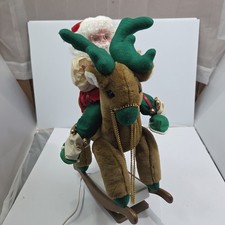 VTG 90's Santa's Best Christmas Rocking Horse Reindeer Animated Motionette EUC picture