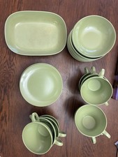 Vintage MCM Avocado Green Melmac Melamine Dinnerware Lot Cups Bowls Plates picture