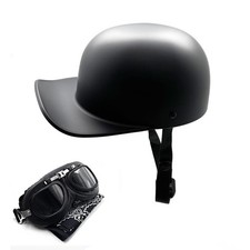 Matte Black X-Large Vintage Open Face Motorcycle Helmet with Goggles DOT picture