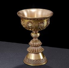 New 16cm Copper Butter Lamp Candle Holder Tibetan Eight Auspicious Candlestick picture