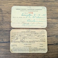 1925 Union Pacific Railroad Brakeman Certificate & Watch Inspection Card Set picture