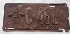 Vintage New Mexico NM License Plate 1935 Commercial C-461 picture