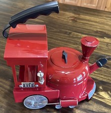 MKI Kamenstein Tea Kettle Red Locomotive Train Engine  #613 Wheels turn picture