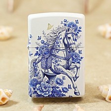 Zippo Lighter 205-DD-V0363 White horse zodiac animal series picture