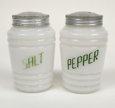 Vintage Hazel Atlas White Milk Glass Collectible Salt and Pepper Shakers picture