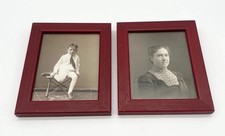 Antique 1900 Framed Portrait Photos Xmas Gift Salem Oxblood Red Frames Named picture