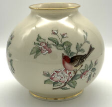 LENOX SERENADE 5” GLOBE VASE 24K GOLD TRIM Hand Decorated Bird Floral Collection picture