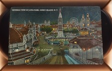 1929 Luna Park Coney Island NY Vintage Linen Postcard Curt Teich Amusement Park picture