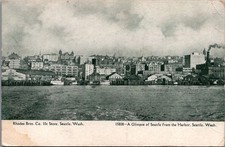 Vintage RPPC Postcard Seattle Harbor Cityscape Washington Early 1900s picture