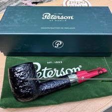 Peterson Dracula Sandblasted Lovat (53) Fishtail Pipe Red Acrylic Stem- New picture
