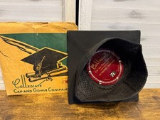 Vintage 1940s 50s Collegiate Cap & Gown Company CAP 7 3/4” With Sleeve Black  picture