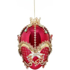 Mark Roberts King's Jewels Faberge Jeweled Egg Ornament Red and Raspberry 7