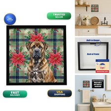 Caroline's Treasures Brindle Boerboel Poinsettias Framed Metal Print 8X8 picture