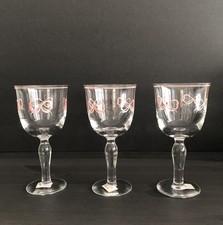 NEW Vintage Vista Alegre Ruban Pink Wine Glassware Goblets Set of 3 Crystal 6.5