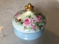Antique Elite Works Limoges France Porcelain Dresser Powder Box pink roses 1896 picture
