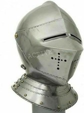 Medieval Knight LARP Close Armor Replica Engraved Warrior LARP Silver New Helmet picture