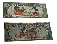 Disney Lucky ‘Mickey’ Bucks 1930s Lucky Bucks Play Money Paper Comic X 2 picture