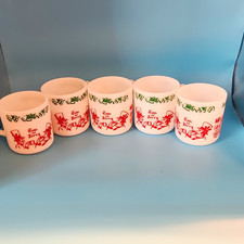 Vintage Hazel-Atlas glass Co Milk Glass Egg nog Mugs 40'-50's Tom and Jerry  picture
