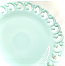 RARE FENTON PASTEL GREEN MINT MILK GLASS Scroll Reverse C Or EYE PLATE 1950s picture