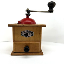 Vintage Small Portable MACINA Acciaio Italy Wooden Manual Coffee Grinder picture