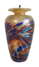 Vintage Maytum Studio Blown Art Glass Vase Oil Lamp Signed 4 3/4