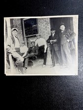 Antique Photo Men Smoking Pipes Caps Working Class Brick Building 1910s 1920s picture