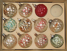 Lot Antique VTG Glass Embossed Faceted GOLF BALL Christmas Ornament Germany picture