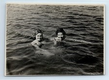 Soviet Photo Two Women Swimming in Open Water Vintage picture