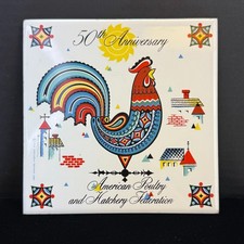 Vintage Berggren Trayner 1964 American Poultry Anniversary Tile Trivet picture