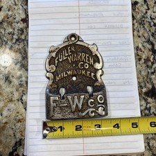 RARE VINTAGE ANTIQUE CAST IRON FULLER & WARREN CO MILWAUKEE WI WOOD STOVE PLAQUE picture
