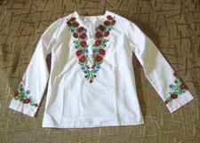 Hand Embroidered Ukrainian white blouse shirt Vyshyvanka for women Size S picture