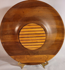 Vintage 14.5” Kustom Kraft Black Walnut Lazy Susan Charcuterie Cottagecore USA picture