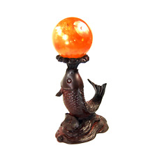 5.5in Koi Fish Crystal Sphere Stand, Mahogany Brown Crystal Ball Holder picture