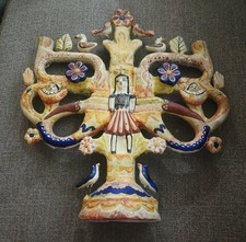 Vintage Mexican Pottery Tree of Life Attb Aurelio Flores picture