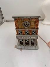 Vintage Lefton Colonial Christmas Village State Bank 1987 W Cord & Deed 24302Q picture