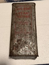 Vintage 1943 WWII US Coast Guard Lifeboat Raft Ration Tin Chem Service Co Empty picture