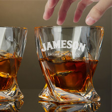Custom Engraved Jameson Twisted Whiskey Glass – 10 oz Rocks Glass New picture
