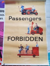 Vintage 1965 RoSPA Factory Safety Poster Passengers Forbidden Industrial 76x50cm picture