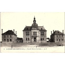 St. Pierre Des Corps Nouvelle Mairie Et Les Ecoles French Antique Postcard PE10 picture