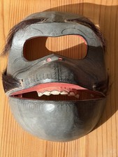 Antique African MASK Hand made Carved Face 1890-1920s Scary Creepy ceremonial picture