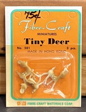 Fibre-Craft Vintage 1970's Tiny Deer Miniatures No 581 Set of 3 NOS picture