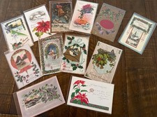 Antique Lot of 12 Vintage CHRISTMAS Postcards~Early 1900's~in sleeves~s532 picture